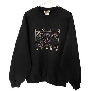 Vintage 1990s Lee Sport Golf Tee Embroidered Abstract Crewneck Sweater // L